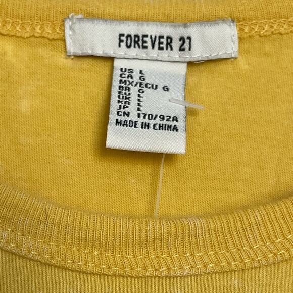 Forever 21 Yellow Good Vibes or Good Bye Graphic Special Wash T-shirt L - Picture 8 of 10